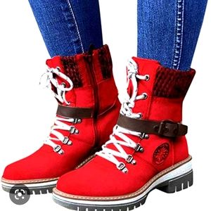 Woman’s NWOT  Red High Top Boots Size EU 37 or US 7
